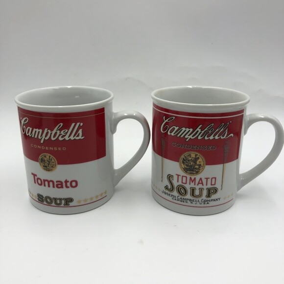 Vtg 1994 Set 2 Campbells Condensed Tomato Soup Ceramic Mugs 125th Anniversary - Picture 3 of 12